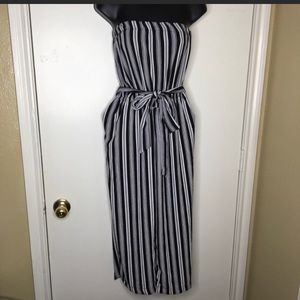 Toxik 3 Navy blue and white striped strapless pantsuit, size M, great condition